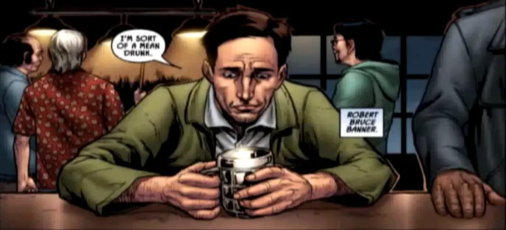 Hulk comics banner boit un verre au kirby s